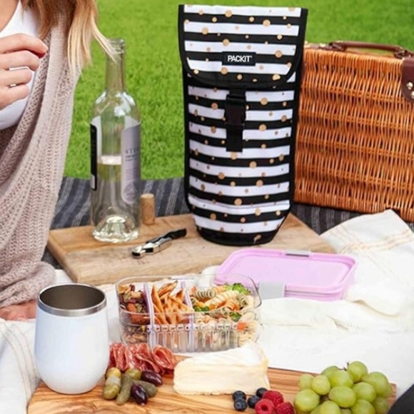 Packit Freezable Wine / Beverage Tote Bag in Celebration Dot Design - Picture 7 of 11